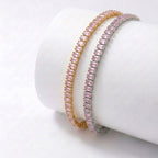 Takı Pusulası 4mm Pembe Zirkon Taşlı Ayarlanabilir Su Yolu Kadın Bileklik 4174KBV4D6