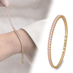 Takı Pusulası 4mm Pembe Zirkon Taşlı Ayarlanabilir Su Yolu Kadın Bileklik 4174KBV4D6
