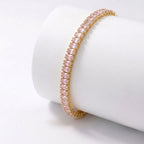 Takı Pusulası 4mm Pembe Zirkon Taşlı Ayarlanabilir Su Yolu Kadın Bileklik 4174KBV4D6