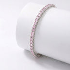 Takı Pusulası 4mm Pembe Zirkon Taşlı Ayarlanabilir Su Yolu Kadın Bileklik 4174KBV4D6