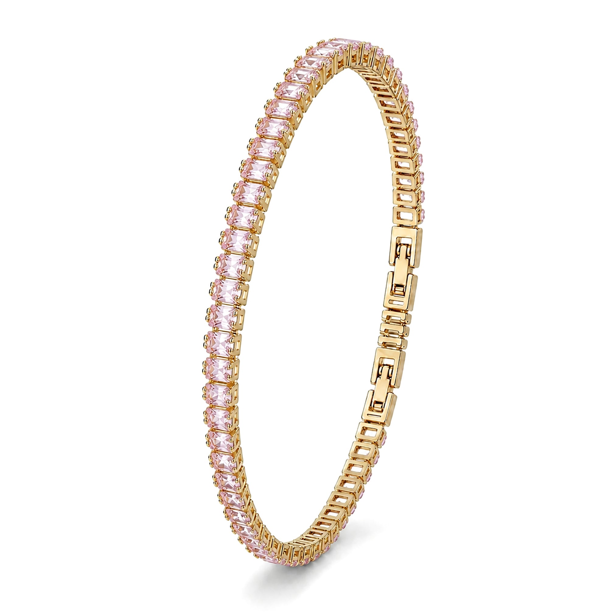 Takı Pusulası 4mm Pembe Zirkon Taşlı Ayarlanabilir Su Yolu Kadın Bileklik 4174KBV4D6
