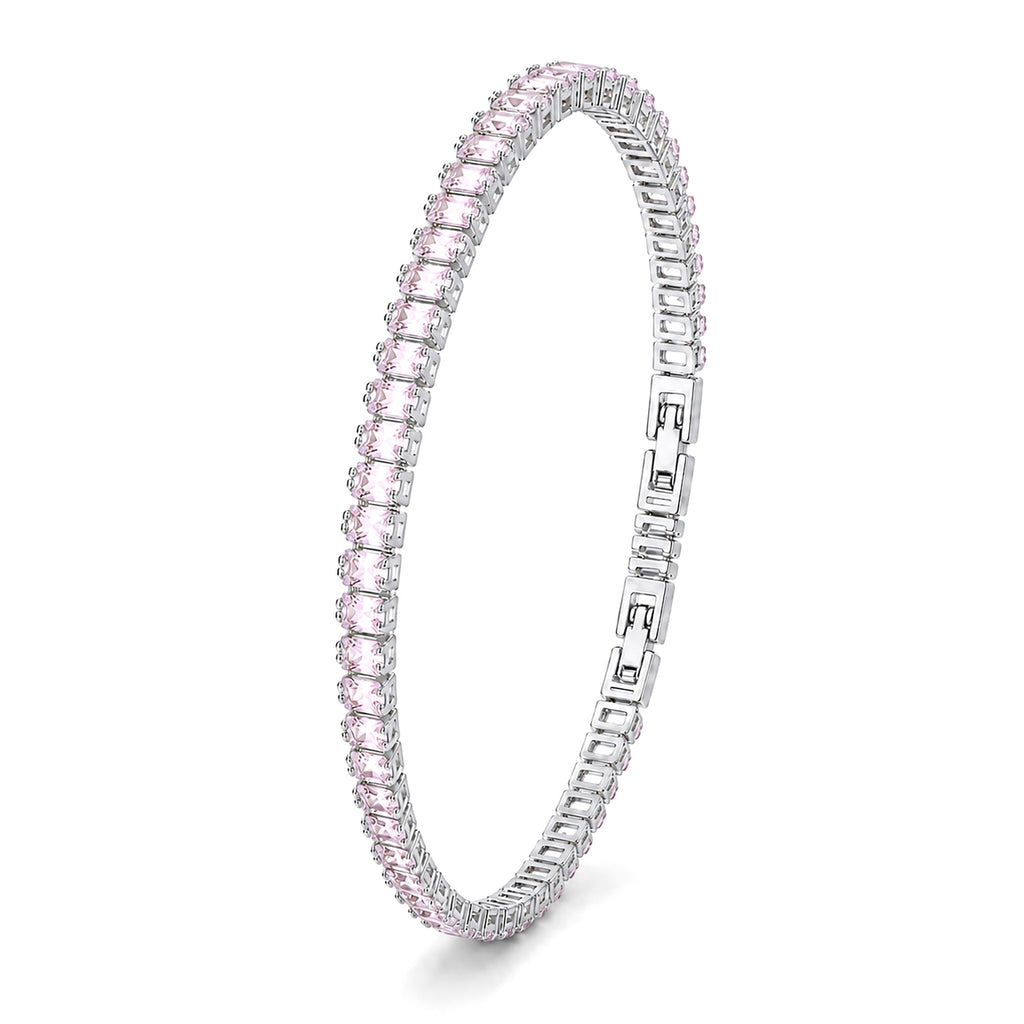 Takı Pusulası 4mm Pembe Zirkon Taşlı Ayarlanabilir Su Yolu Kadın Bileklik 4174KBV4D6
