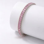 Takı Pusulası 5mm Pembe Zirkon Taşlı Ayarlanabilir Su Yolu Kadın Bileklik 4174KBV4D1