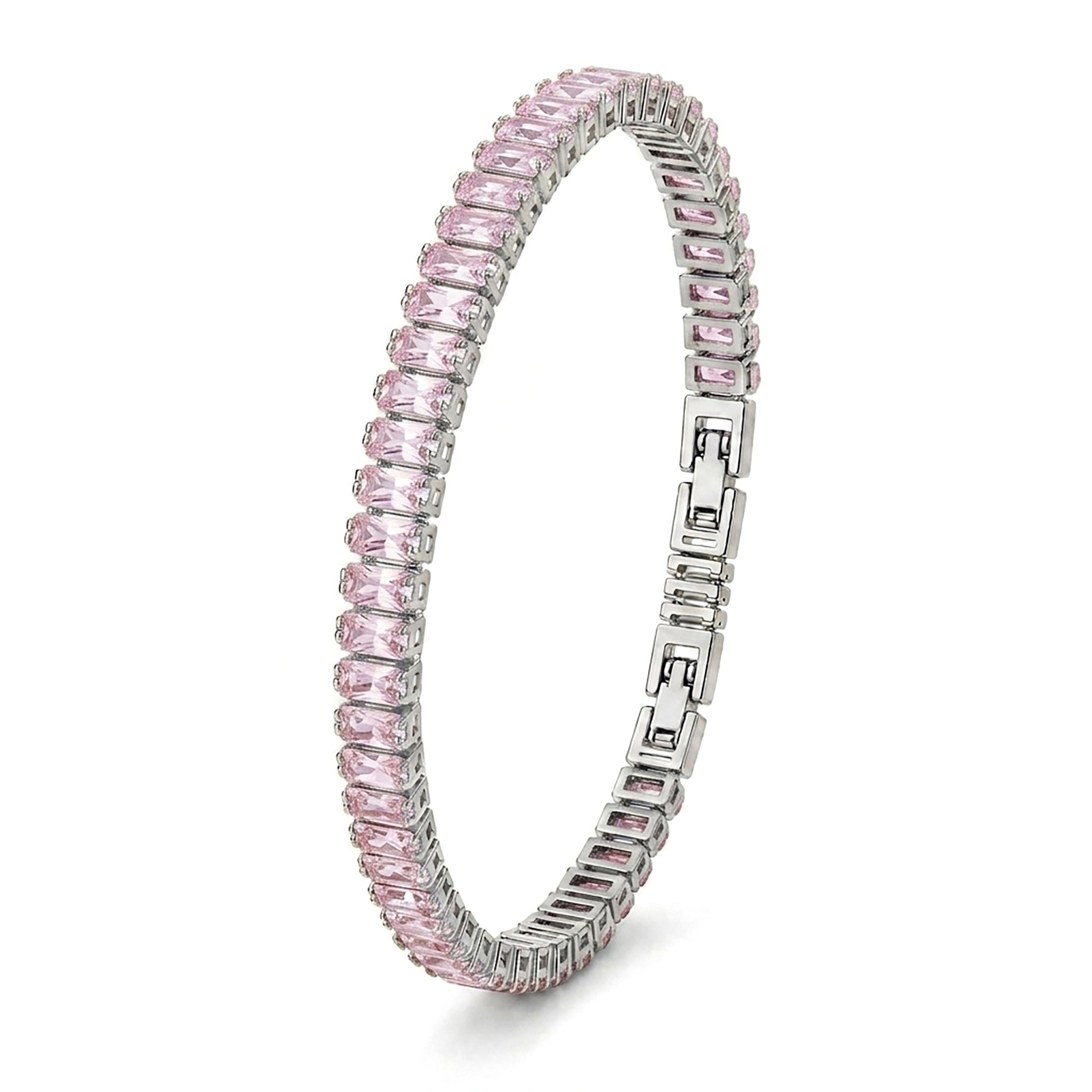 Takı Pusulası 5mm Pembe Zirkon Taşlı Ayarlanabilir Su Yolu Kadın Bileklik 4174KBV4D1