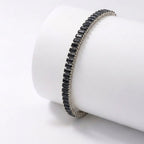 Takı Pusulası 5mm Siyah Zirkon Taşlı Ayarlanabilir Su Yolu Kadın Bileklik 4174KBV4D2
