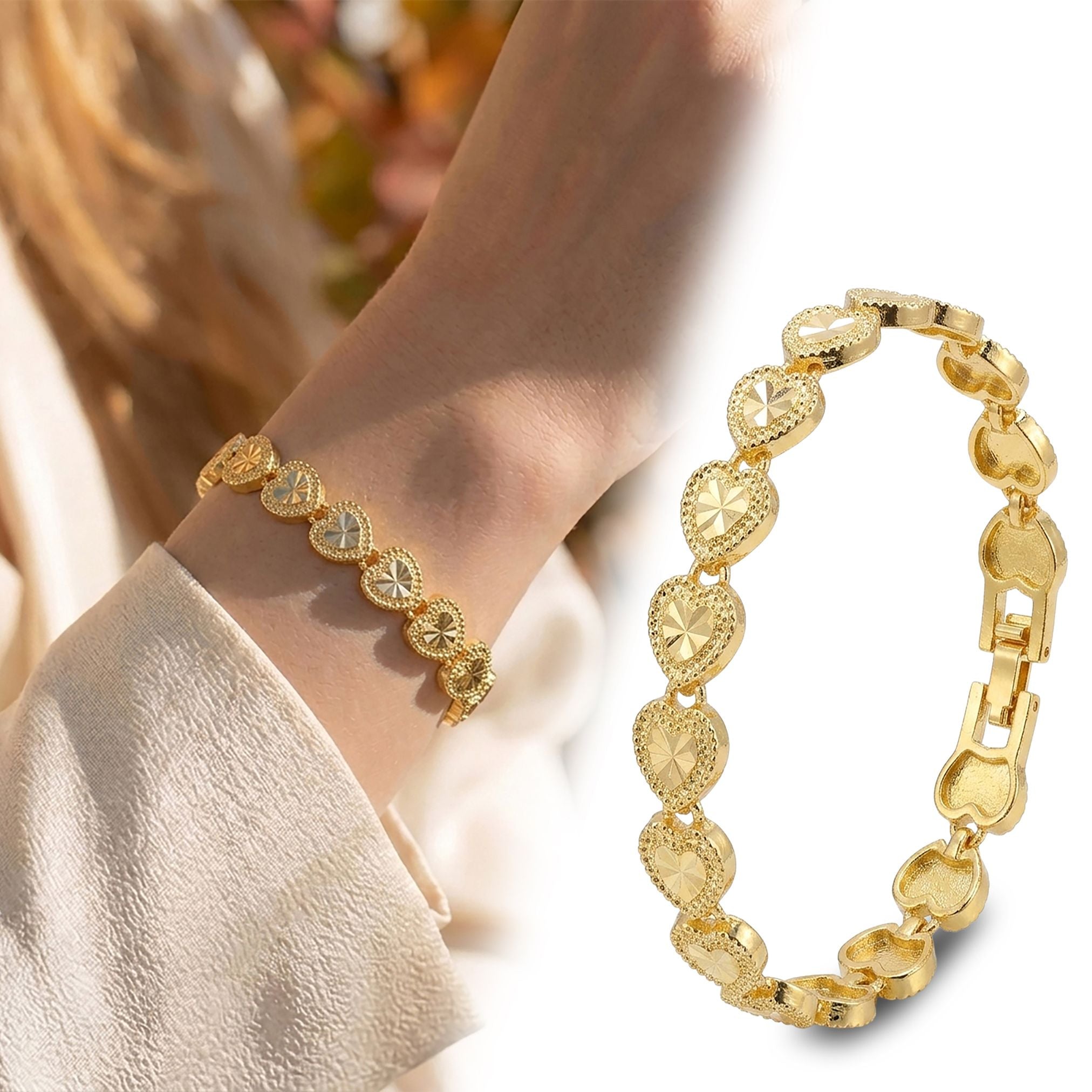 Takı Pusulası Amorette 24K Gold Kaplama 8 mm Kadın Bileklik 4174KBV5D13