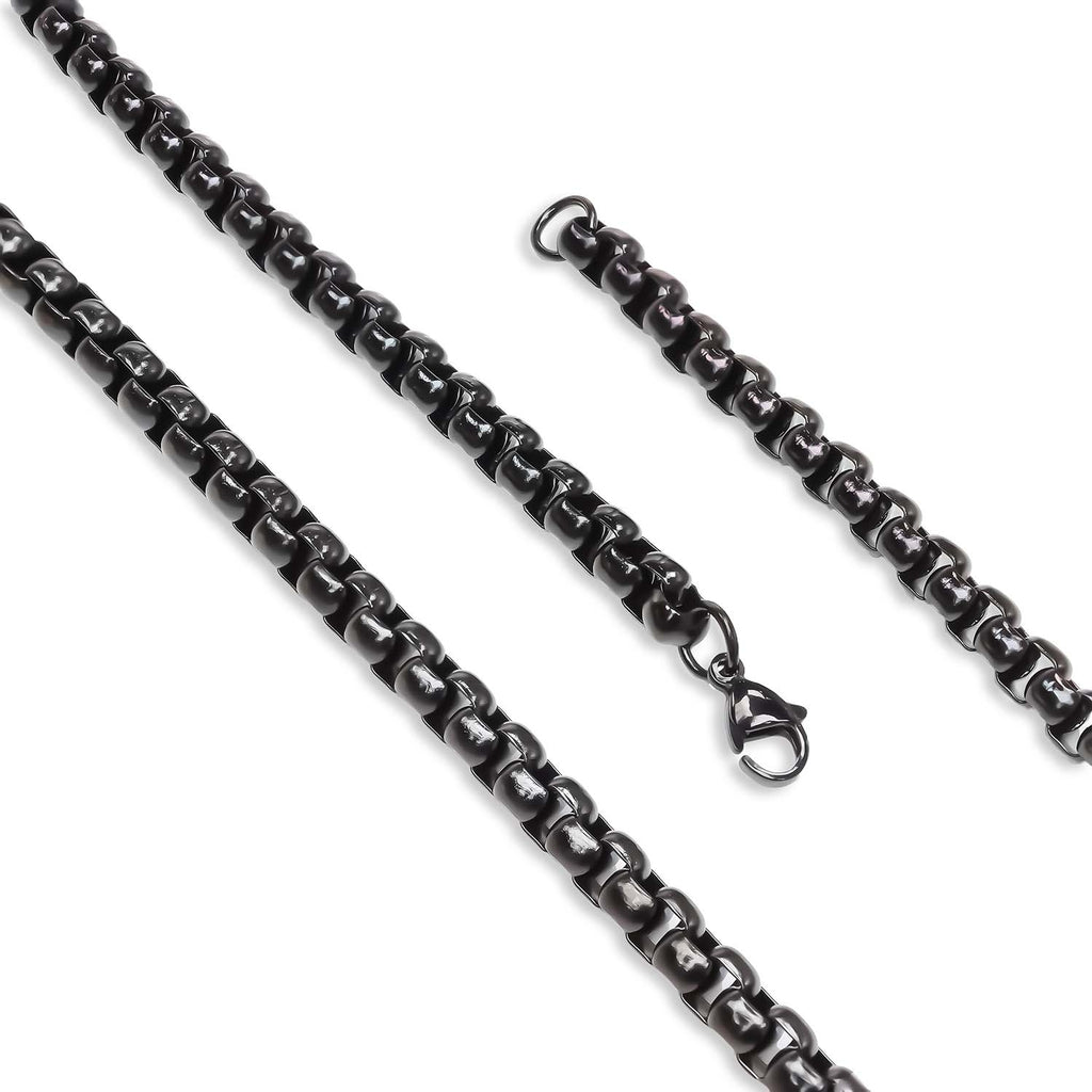 Takı Pusulası Arnavut Çelik Kolye 6mm - Siyah 4174CEK028
