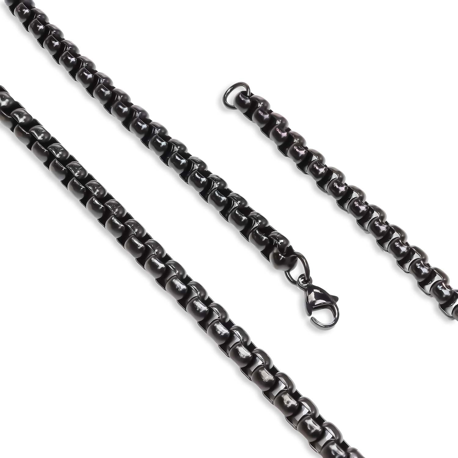 Takı Pusulası Arnavut Çelik Kolye 6mm - Siyah 4174CEK028
