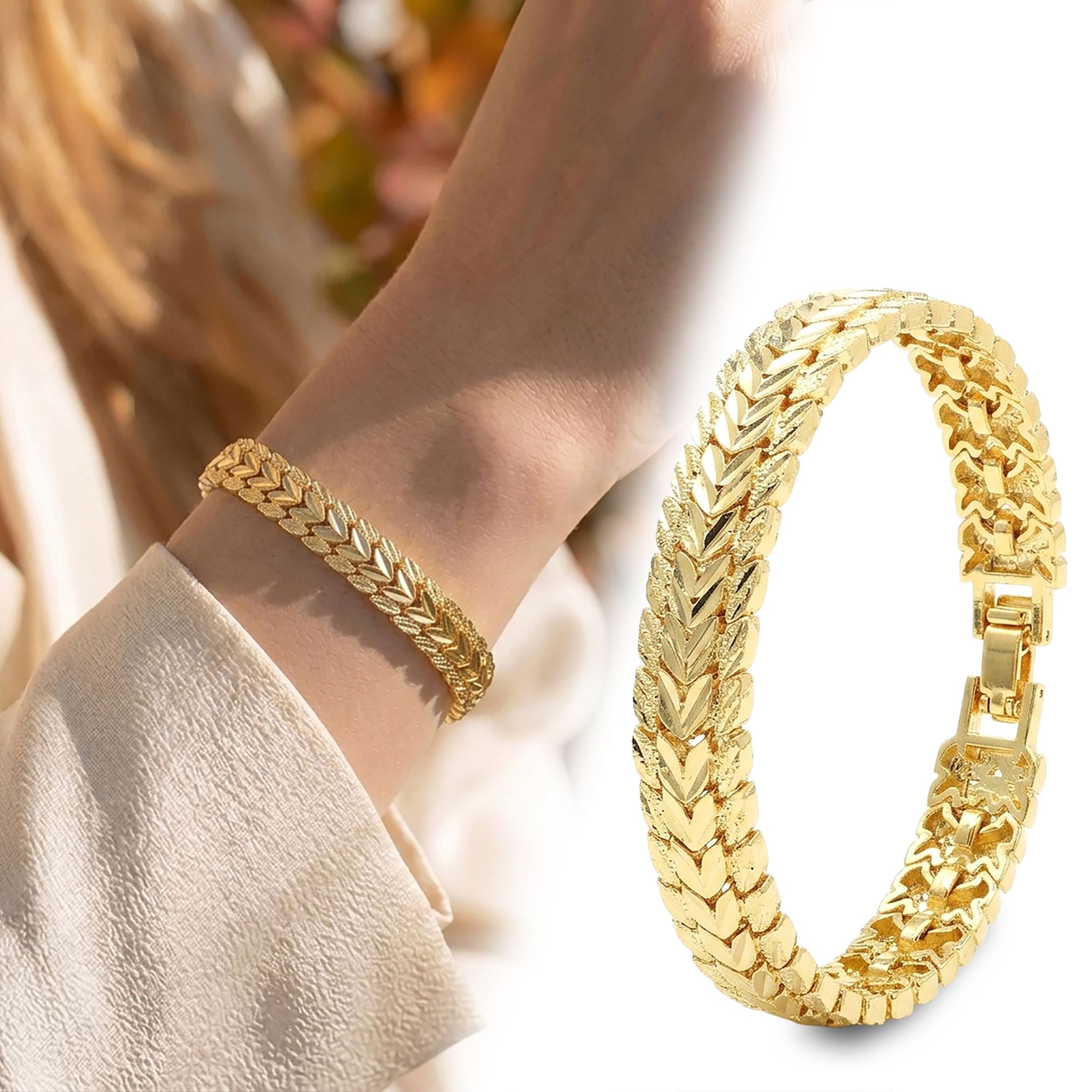 Takı Pusulası Auris 24K Gold Kaplama 8 mm Kadın Bileklik 4174KBV5D4