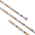 Takı Pusulası Baklava Desenli Kibrit Erkek Çelik Kolye 3mm 55cm Üç Renkli 4174ECK054