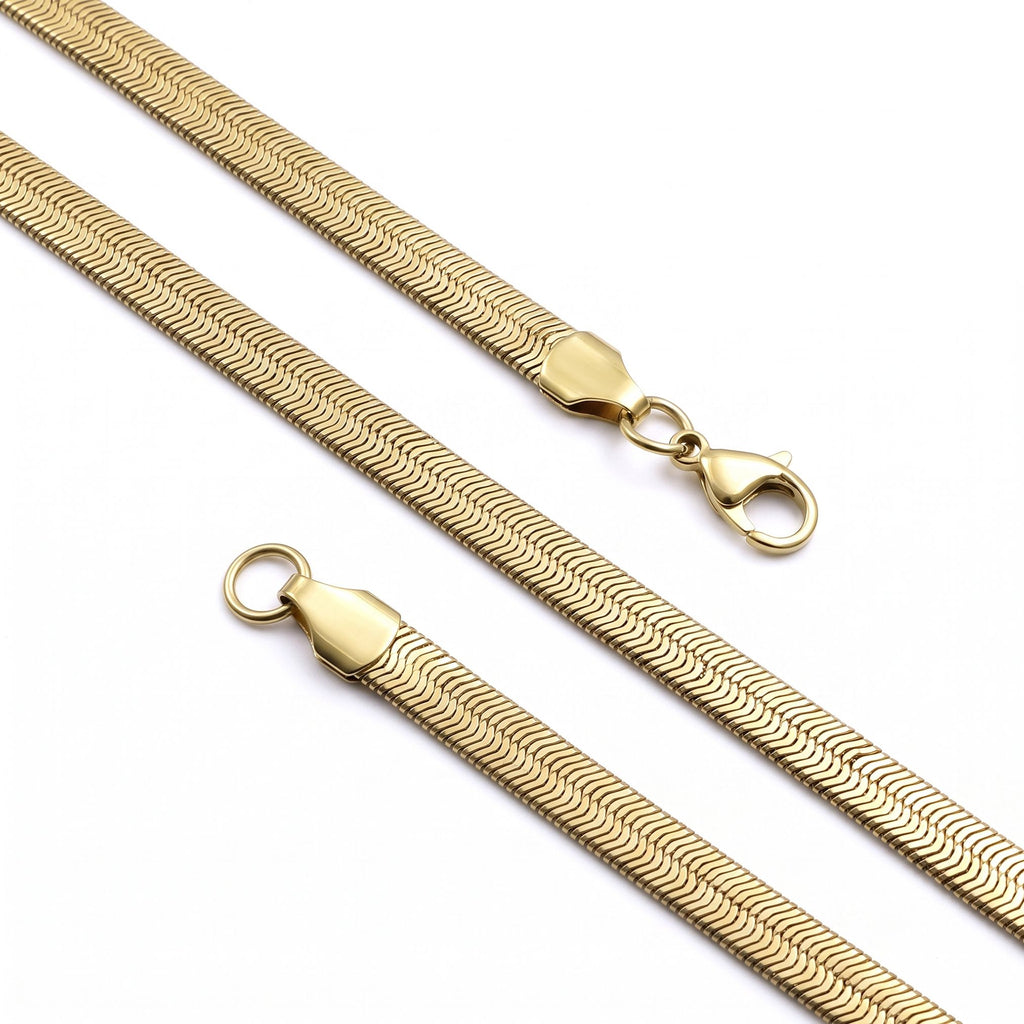 Takı Pusulası Çelik İtalyan Herringbone Zincir Kolye Gold 6 mm x 55 cm 4174ECK007