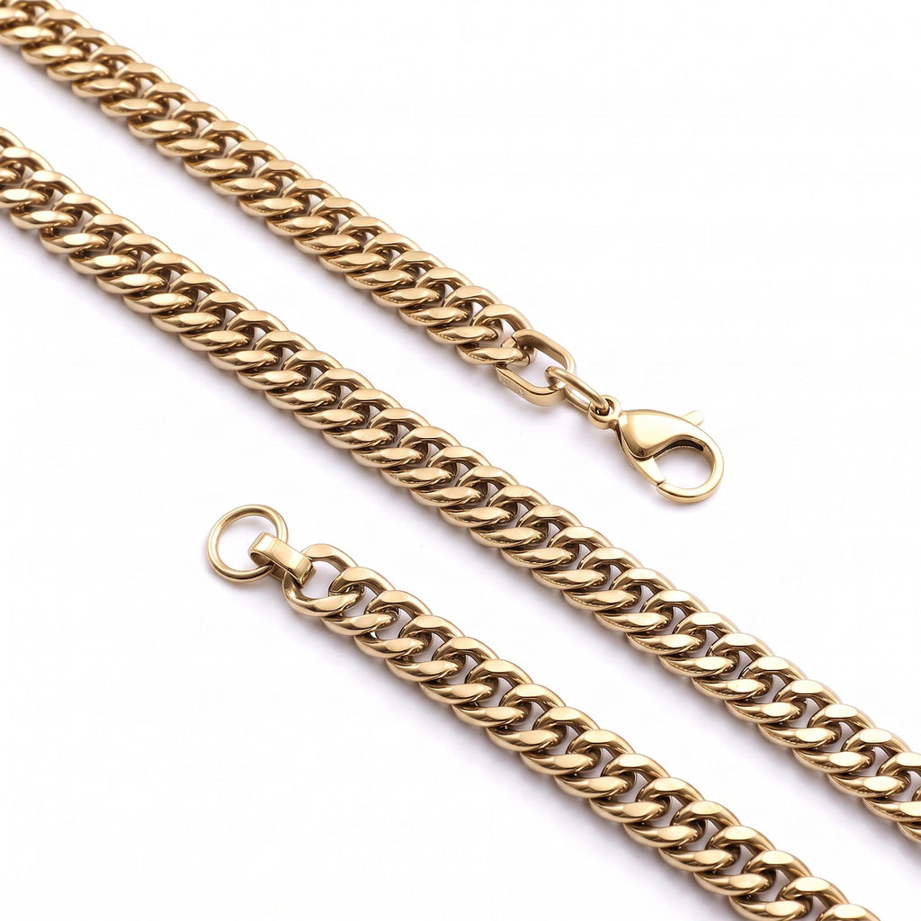 Takı Pusulası Çift Örgü Erkek Çelik Kolye 7x3mm 55cm Gold 4174ECK020