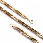 Takı Pusulası Çift Örgü Erkek Çelik Kolye 7x3mm 55cm Gold 4174ECK020