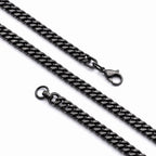 Takı Pusulası Çift Örgü Erkek Çelik Kolye 7x3mm 55cm Siyah 4174ECK025