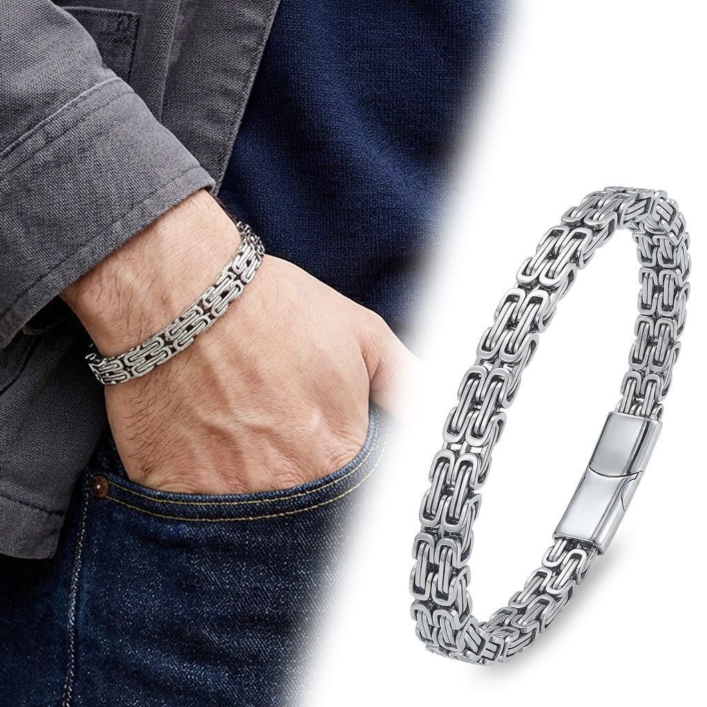 Takı Pusulası Çiftli 4mm Kral Model Çelik Zincir Erkek Bileklik – Çelik Kilitli 41745B2D4