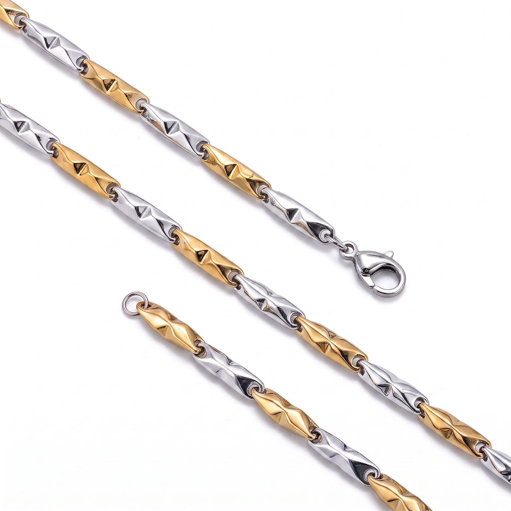 Takı Pusulası Çizgili Kibrit Erkek Çelik Kolye 3mm 55cm Üç Renkli 4174ECK055