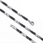 Takı Pusulası Çizgili Kibrit Erkek Çelik Kolye 3mm 55cm Üç Renkli 4174ECK055