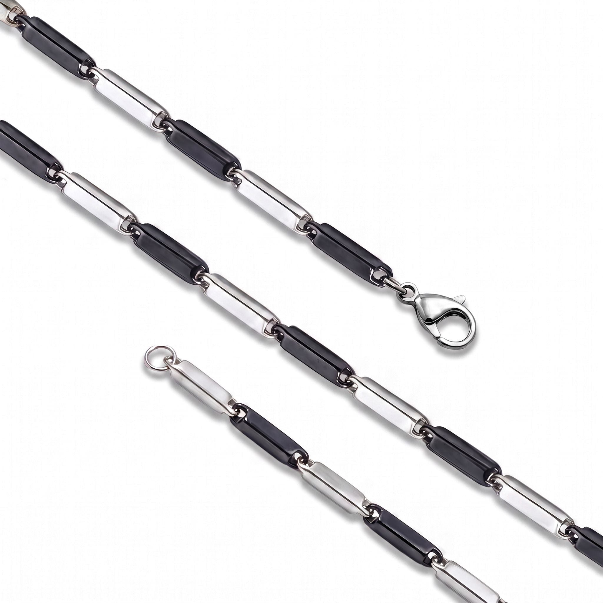 Takı Pusulası Düz Kibrit Erkek Çelik Kolye 3mm 55cm Üç Renkli 4174ECK052