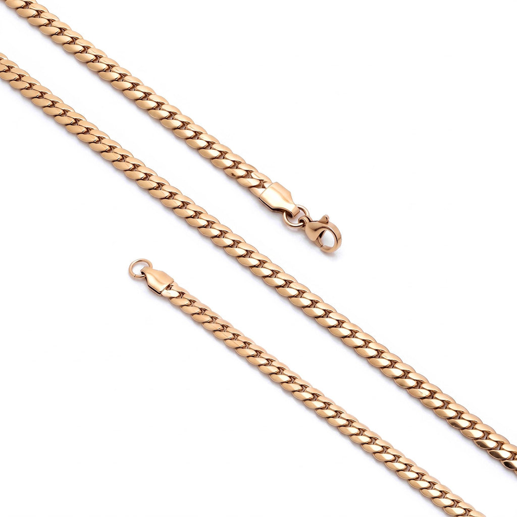 Takı Pusulası Ezme Balık Sırtı Erkek Çelik Kolye Gold 5x2mm 55cm 4174ECK039
