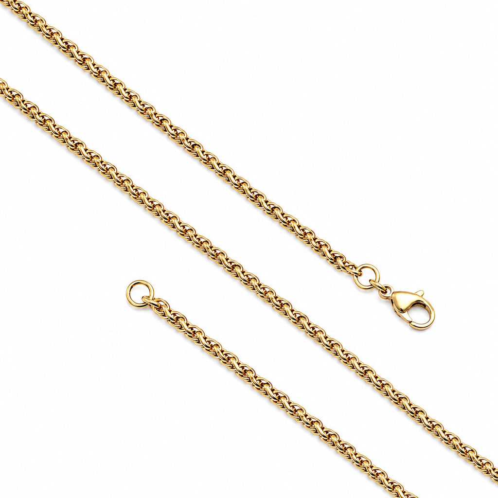 Takı Pusulası Hasır Örgü Erkek Çelik Kolye 2mm 55cm Gold 4174ECK040