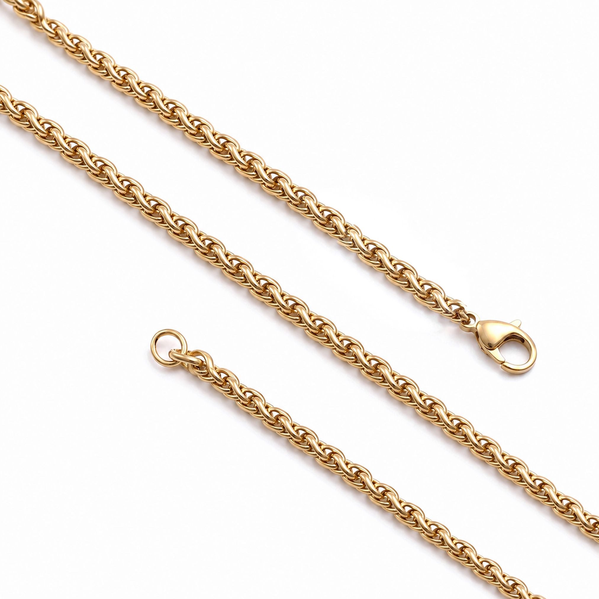 Takı Pusulası Hasır Örgü Erkek Çelik Kolye 4mm 55cm Gold 4174ECK035