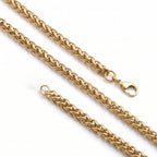 Takı Pusulası Hasır Örgü Erkek Çelik Kolye 6MM 55CM Gold 4174ECK018