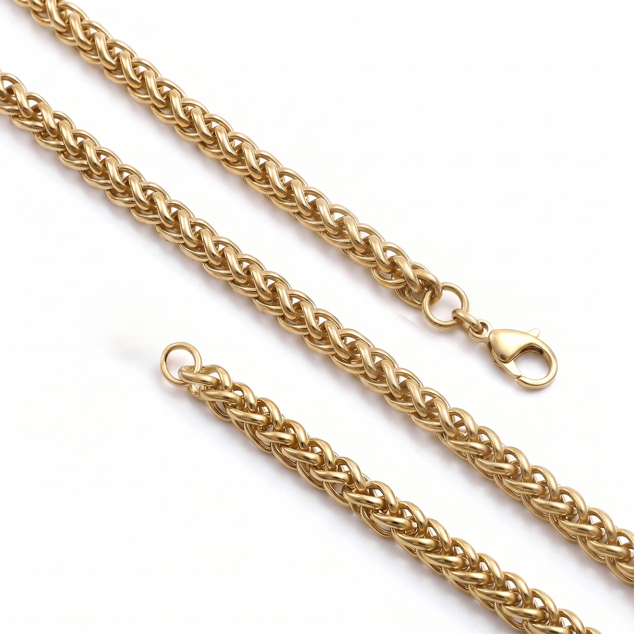 Takı Pusulası Hasır Örgü Erkek Çelik Kolye 6MM 55CM Gold 4174ECK018