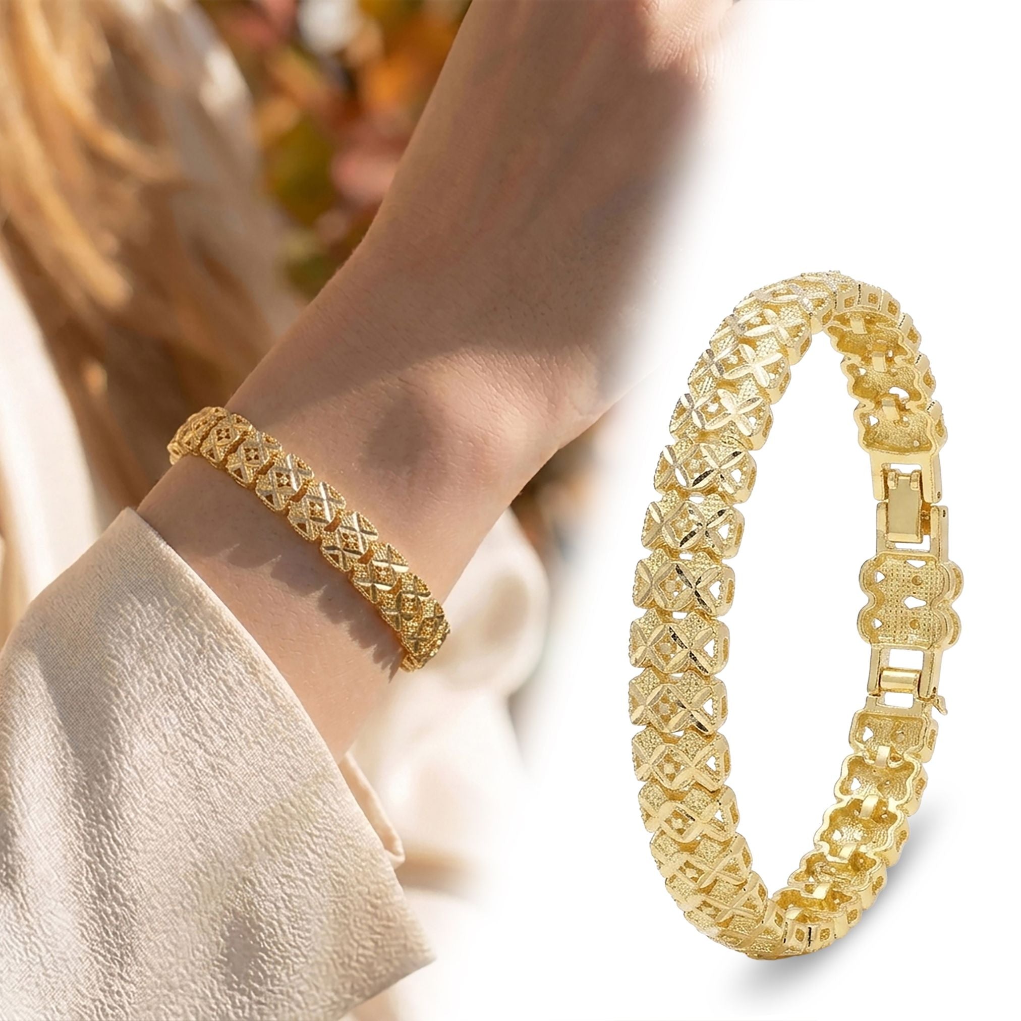 Takı Pusulası Infinity 24K Gold Kaplama 8 mm Kadın Bileklik 4174KBV5D8