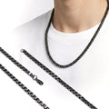 Takı Pusulası Kare Arnavut Siyah Çelik Kolye 4mm 4174CEK053