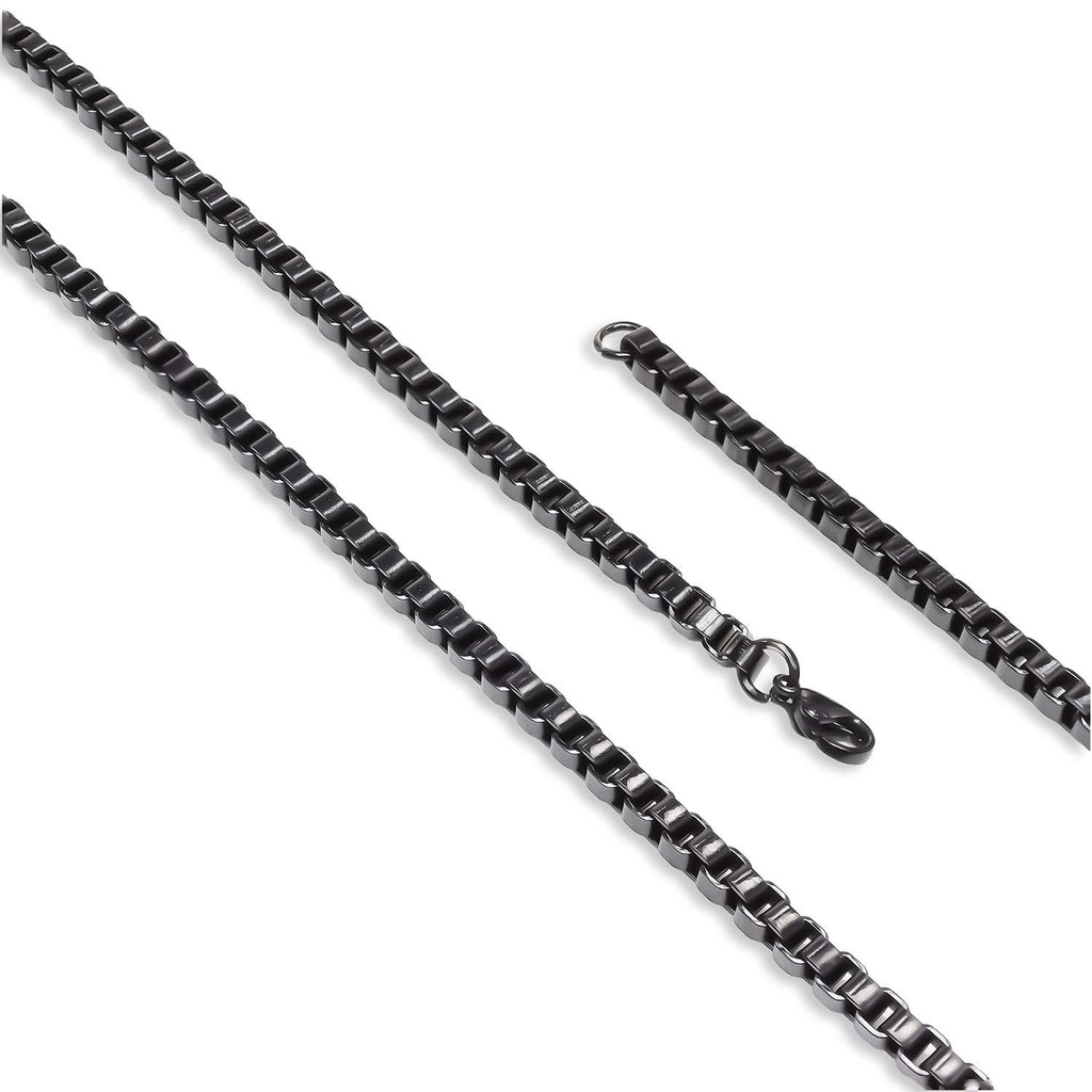 Takı Pusulası Kare Arnavut Siyah Çelik Kolye 4mm 4174CEK053