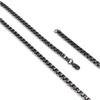 Takı Pusulası Kare Arnavut Siyah Çelik Kolye 4mm 4174CEK053