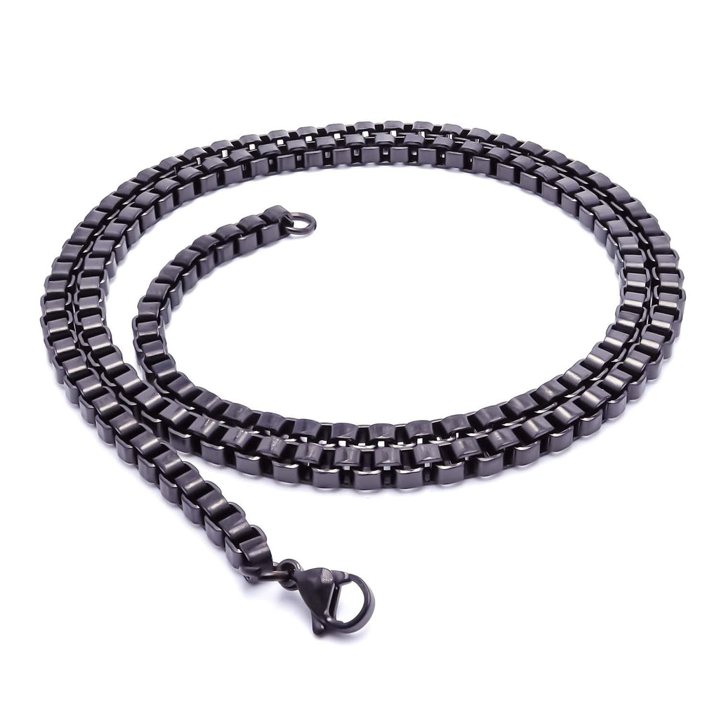 Takı Pusulası Kare Arnavut Siyah Çelik Kolye 4mm 4174CEK053
