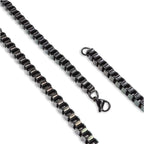 Takı Pusulası Kare Arnavut Çelik Kolye 6mm - Siyah 4174CEK033