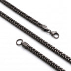 Takı Pusulası Köşeli Örgü Zincir Erkek Çelik Kolye 3x3 mm 55 cm Siyah 4174ECK013
