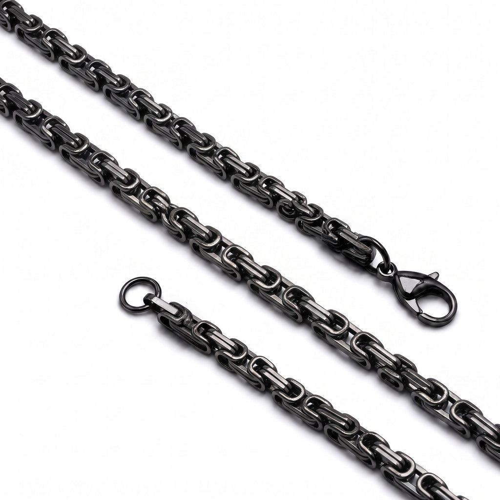 Takı Pusulası Kral Erkek Çelik Kolye 5mm 55cm Siyah 4174ECK026