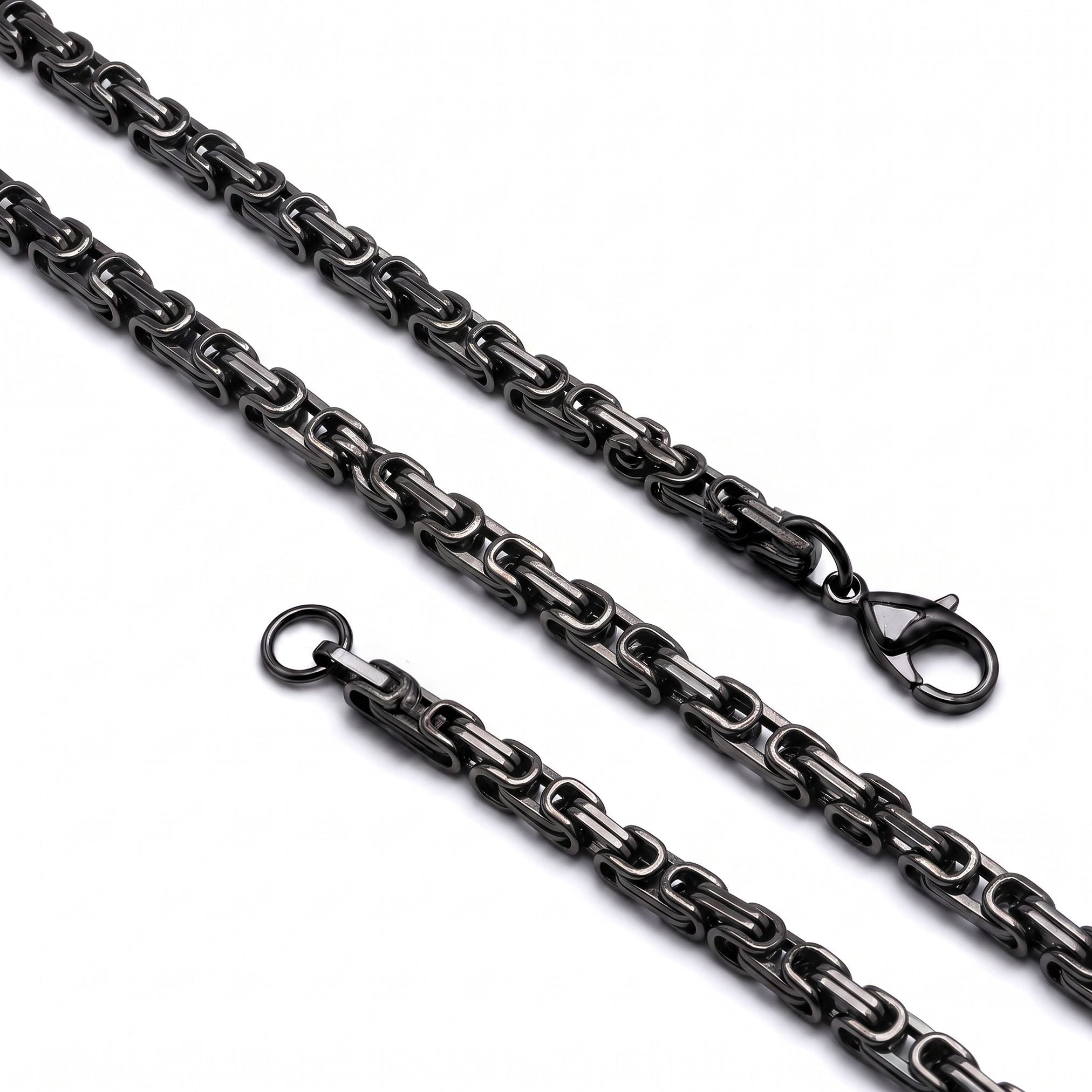 Takı Pusulası Kral Erkek Çelik Kolye 5mm 55cm Siyah 4174ECK026