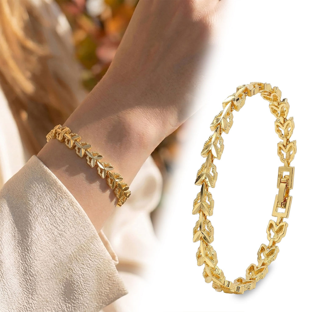 Takı Pusulası Laurel 24K Gold Kaplama 8 mm Kadın Bileklik 4174KBV5D5