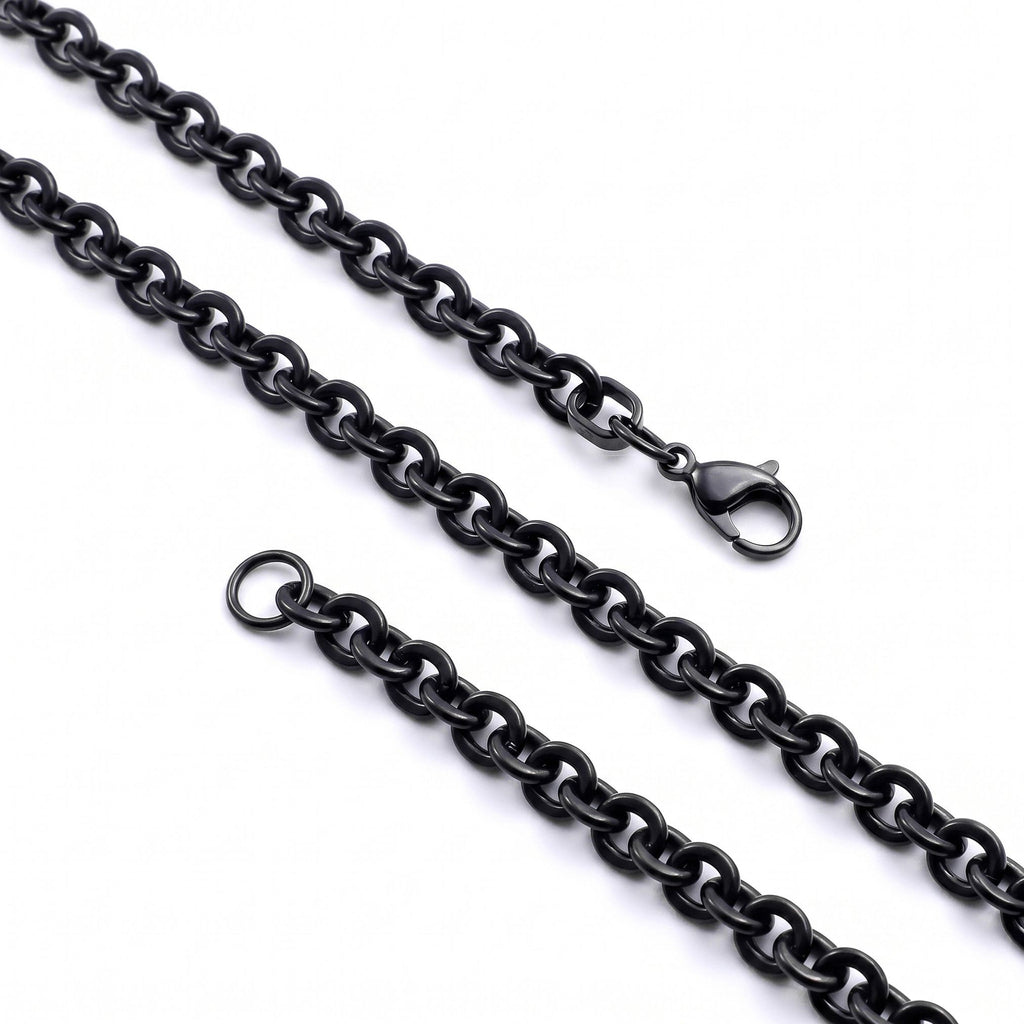 Takı Pusulası Mariner Zincir Erkek Çelik Kolye 6mm 55cm Siyah 4174ECK048