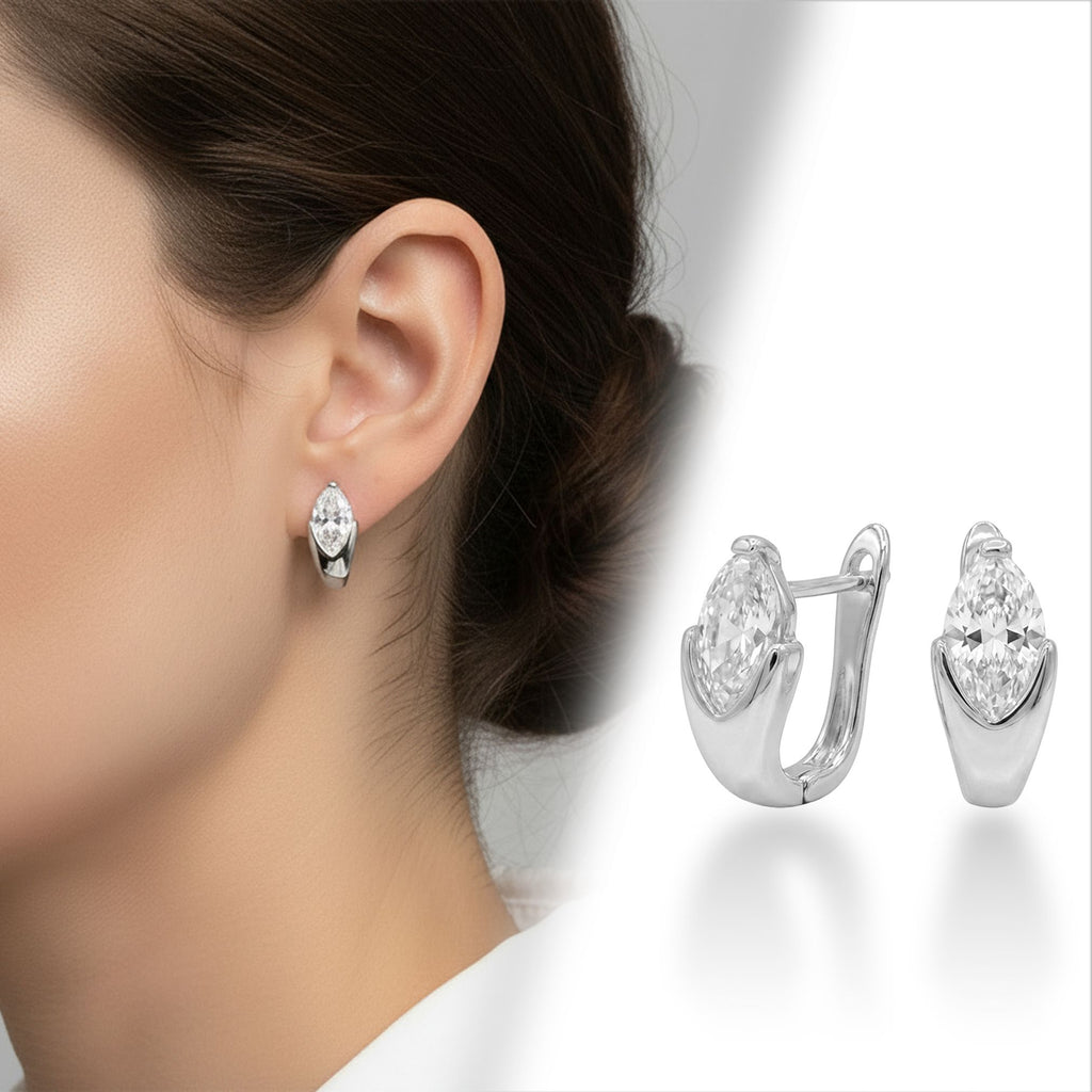 Takı Pusulası Markiz Kesim Zirkon Taşlı Minimal VIP Küpe Beyaz-Sarı 4174KKUV012