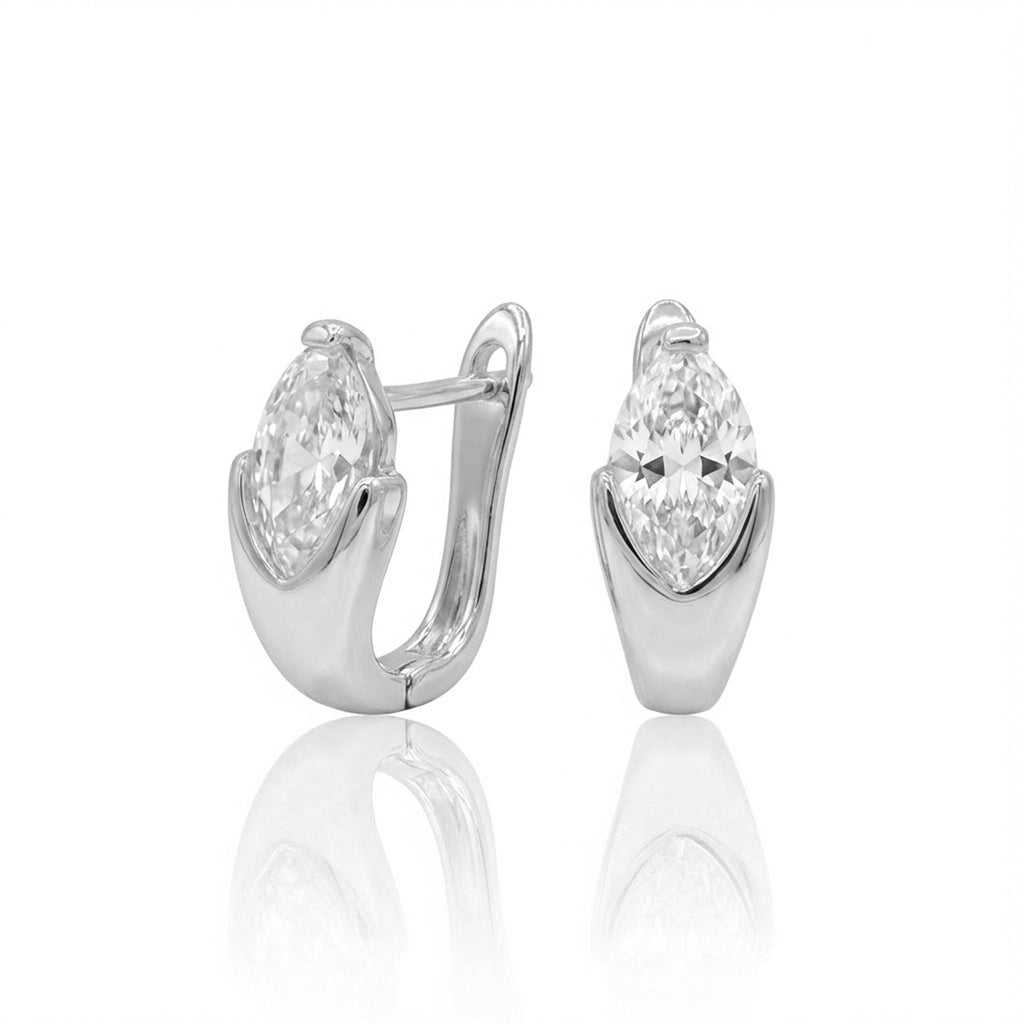 Takı Pusulası Markiz Kesim Zirkon Taşlı Minimal VIP Küpe Beyaz-Sarı 4174KKUV012