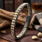 Takı Pusulası Odun Jasper & Hematit Çelik Örgülü Deri Bileklik 41742B22D8