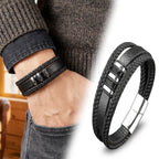 Takı Pusulası Orijinal Deri ve 316L Çoklu Çelik Erkek Bileklik 41744B22D1