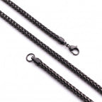Takı Pusulası Oval Burgu Erkek Çelik Zincir Kolye 4 mm 55 cm Siyah 4174ECK012