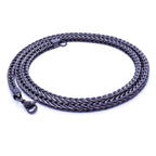 Takı Pusulası Oval Kral Bakla Örgülü Siyah Çelik Kolye 4mm 4174CEK024