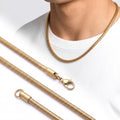 Takı Pusulası Oval Spiral Erkek Çelik Zincir Kolye 5 mm 55 cm Gold 4174ECK011