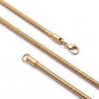 Takı Pusulası Oval Spiral Erkek Çelik Zincir Kolye 5 mm 55 cm Gold 4174ECK011