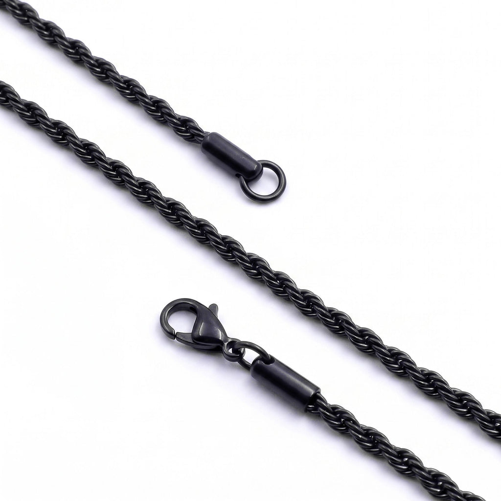 Takı Pusulası Rope Halat Erkek Çelik Kolye 2mm 55cm Siyah 4174ECK047
