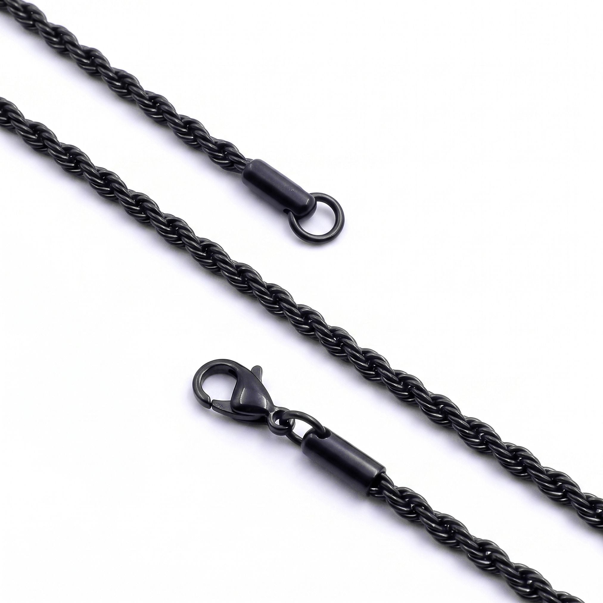 Takı Pusulası Rope Halat Erkek Çelik Kolye 2mm 55cm Siyah 4174ECK047