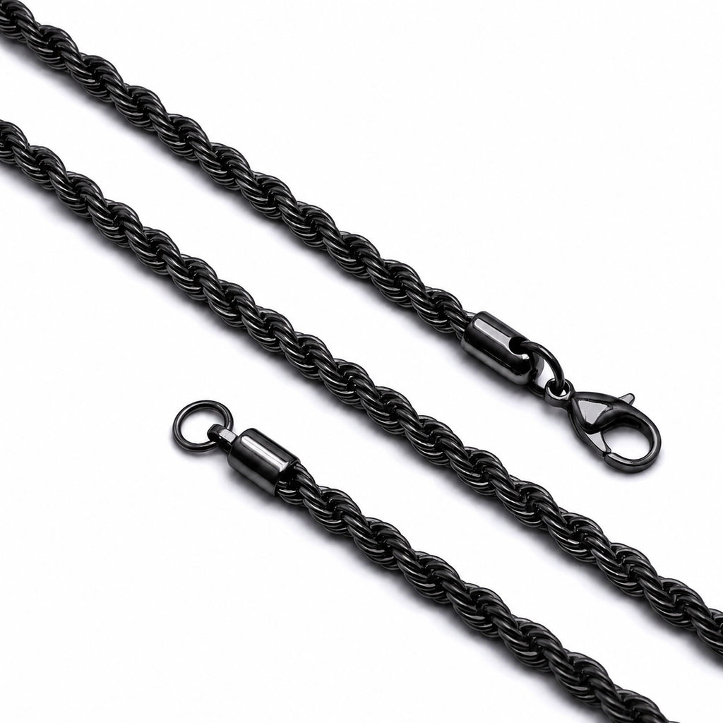 Takı Pusulası Rope Halat Siyah Erkek Çelik Kolye 6mm 55cm 4174ECK024