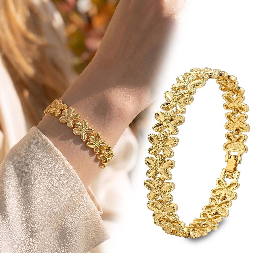 Takı Pusulası Sakura 24K Gold Kaplama 8 mm Kadın Bileklik 4174KBV5D7